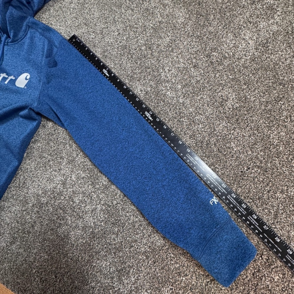 Carhartt Mens Force Hoodie M Blue Heather Relaxed Fit  Sweatshirt Spellout - Picture 5 of 8